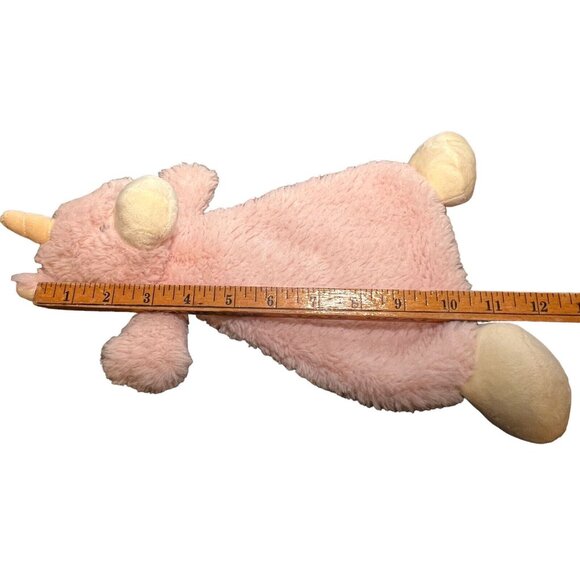 Demdaco Unicorn Rattle Lovey Plush Security Blanket 12" Pale Pink Ivory - Picture 3 of 7